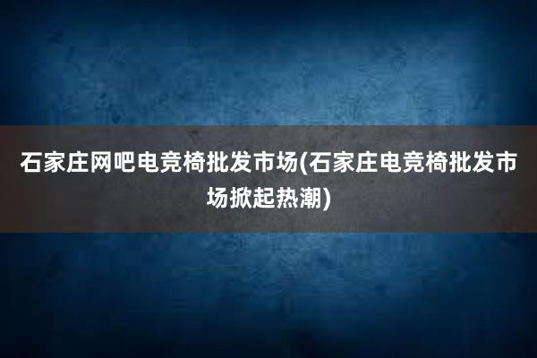 石家庄网吧电竞椅批发市场(石家庄电竞椅批发市场掀起热潮)