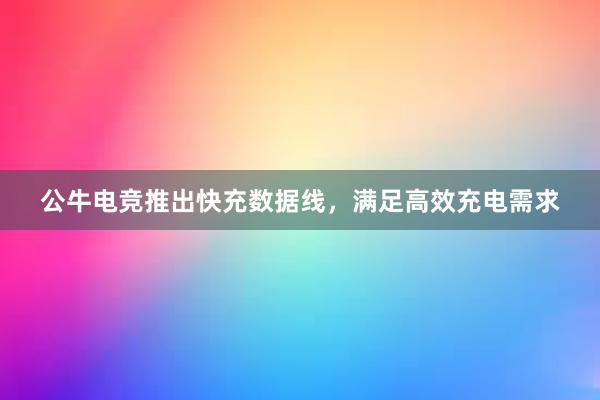 公牛电竞推出快充数据线，满足高效充电需求