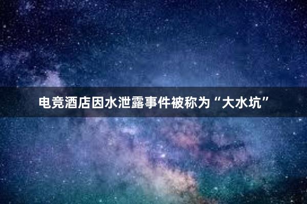 电竞酒店因水泄露事件被称为“大水坑”