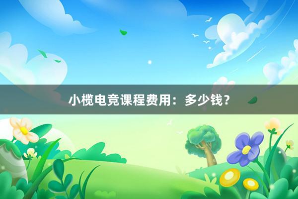 小榄电竞课程费用：多少钱？