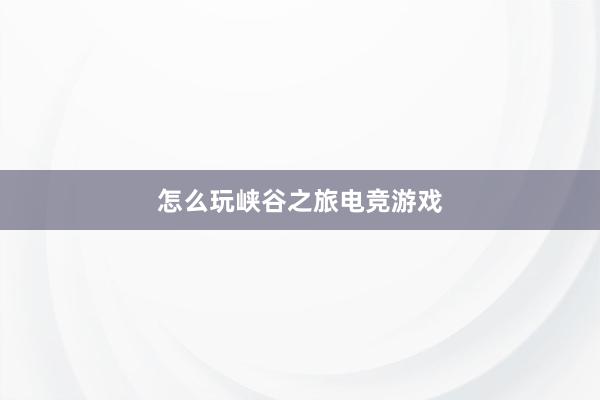 怎么玩峡谷之旅电竞游戏