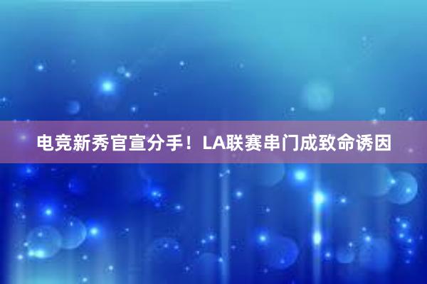 电竞新秀官宣分手！LA联赛串门成致命诱因