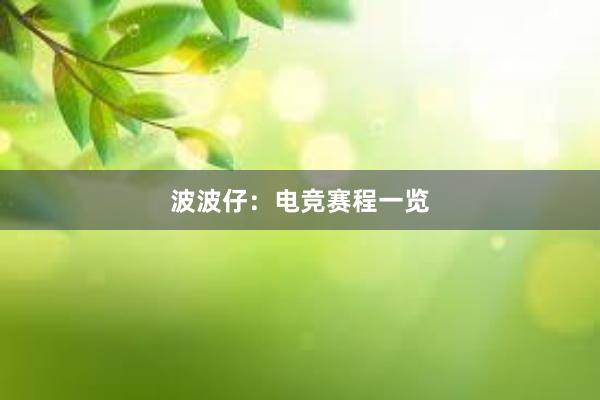 波波仔：电竞赛程一览