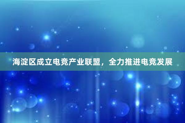 海淀区成立电竞产业联盟，全力推进电竞发展