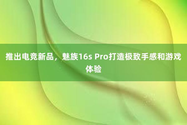 推出电竞新品，魅族16s Pro打造极致手感和游戏体验