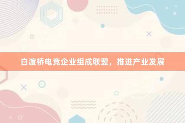 白渡桥电竞企业组成联盟，推进产业发展