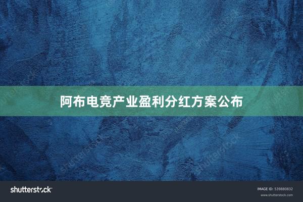 阿布电竞产业盈利分红方案公布